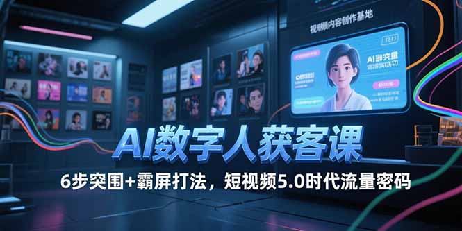 AI数字人获客课，6步突围+霸屏打法，短视频5.0时代流量密码-七量思维