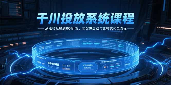 千川投放系统课程，从账号标签到ROI计算，包含冷启动与素材优化全流程-七量思维