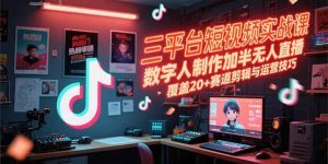 三平台短视频实战课,数字人制作加半无人直播,覆盖20+赛道剪辑与运营技巧-七量思维