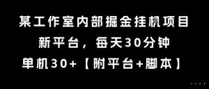 某工作室内部掘金挂G项目，新平台，每天30分钟，单机30+【揭秘】-七量思维