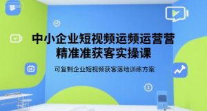 中小企业短视频运营精准获客实操课，可复制企业短视频获客落地训练方案-七量思维