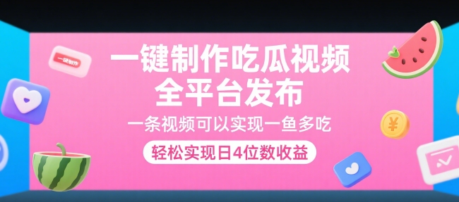 一键制作吃瓜视频，全平台发布，一条视频可以实现一鱼多吃，轻松实现日4位数收益【揭秘】-七量思维