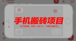 手机搬砖项目,有手就能做,亲测一小时几十,苹果安卓都可以-七量思维
