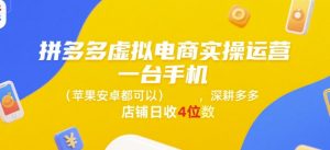 拼多多虚拟电商实操运营，一台手机(苹果安卓都可以)，深耕多多店铺日收4位数-七量思维