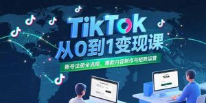 TikTok从0到1变现课，账号注册全流程，爆款内容制作与矩阵运营-七量思维
