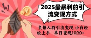2025年最暴利的引流变现方式,负债人群引流变现,小白轻松上手,日入1k-七量思维