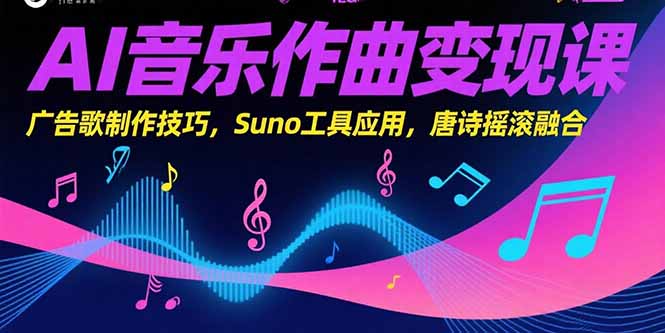 AI音乐作曲变现课，广告歌制作技巧，Suno工具应用，唐诗摇滚融合-七量思维