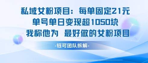 私域女粉项目：每单固定21块，单日变现超1k+，最好做的女粉项目-七量思维
