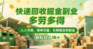 快递回收掘金副业，多劳多得，人人可做，简单无脑，长期稳定的副业，轻松日入1k+【揭秘】-七量思维