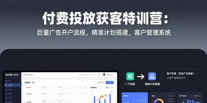 付费投放获客特训营：巨量广告开户流程，精准计划搭建，客户管理系统-七量思维