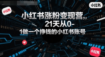 小红书涨粉变现营，21天从0-1做一个挣钱的小红书账号-七量思维