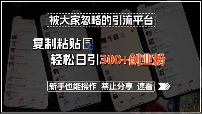 被大家忽略的引流平台，复制粘贴轻松日引300+创业粉，新手也能操作，禁…-七量思维