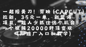 一起挣美刀!剪映(CAPCUT)拉新，35米一单，新蓝海项目，一个视频2w封顶变现(附推广入口和教学)-七量思维