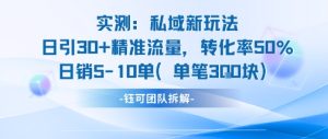实测私域新玩法日引30加精准流量转化率50%日销5-10单每笔3张-七量思维