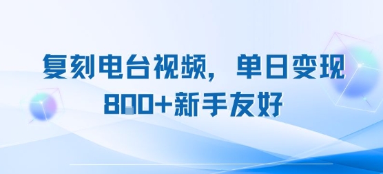 复刻电台视频，单日变现8张+新手友好，长期可做-七量思维