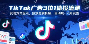TikTok广告3位1体投流课，变现方式盘点，投放逻辑拆解，自动规则设置-七量思维