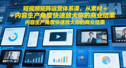短视频矩阵运营体系课，从素材+内容生产角度快速放大你的商业结果-七量思维