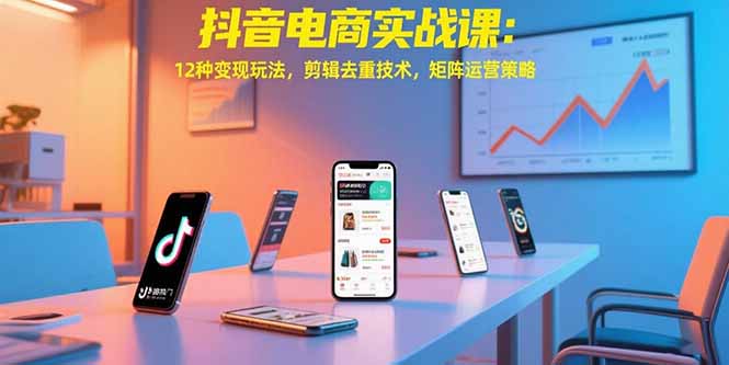 抖音电商实战课：12种变现玩法，剪辑去重技术，矩阵运营策略-七量思维