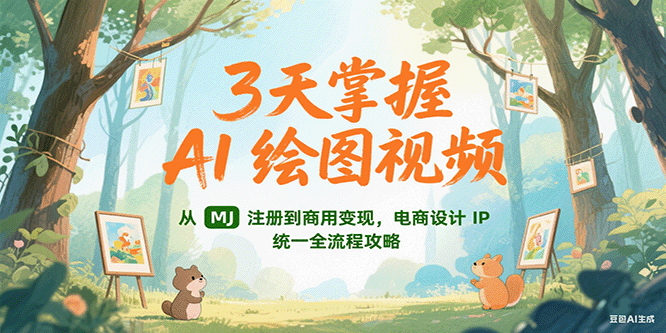 3天掌握AI绘图视频，从MJ 注册到商用变现，电商设计IP统一全流程攻略-七量思维