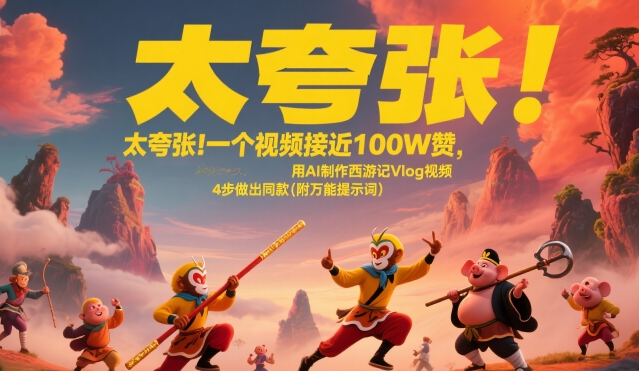 太夸张！一个视频接近100W赞，用AI制作西游记Vlog视频，全流程拆解来了(附万能提示词)-七量思维