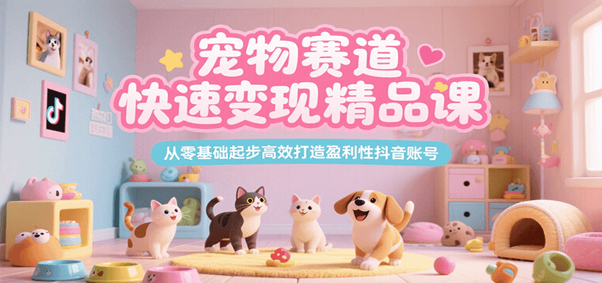 宠物赛道快速变现精品课，从零基础起步高效打造盈利性抖音账号-七量思维