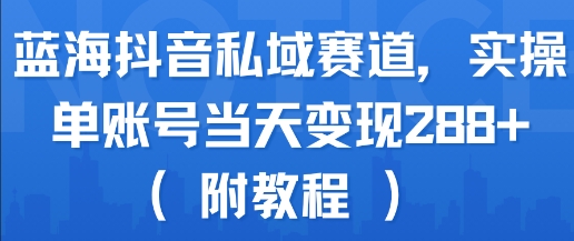 蓝海抖音私域赛道，实操单账号当天变现288+(附教程)-七量思维