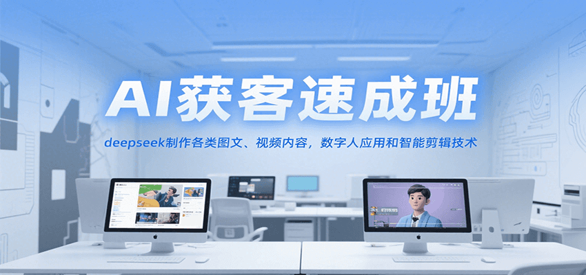 AI获客速成班，deepseek制作各类图文、视频内容，数字人应用和智能剪辑技术-七量思维
