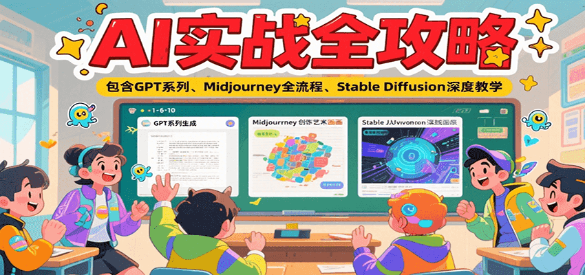 AI实战全攻略，包含GPT系列、Midjourney全流程、Stable Diffusion深度教学-七量思维