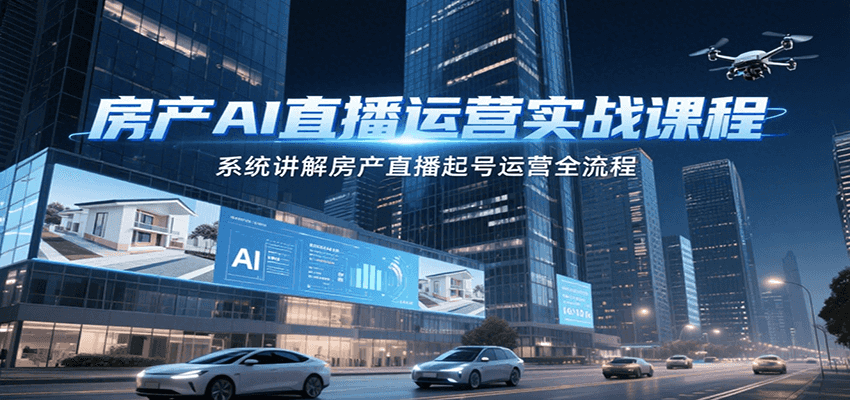 房产AI直播运营实战课程，系统讲解房产直播起号运营全流程-七量思维