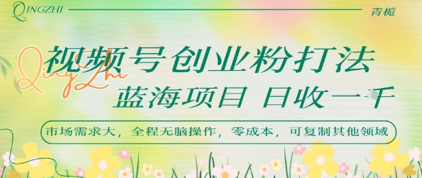 视频号创业粉打法，日入1k，蓝海项目，市场需求大，全程无脑操作，可复制-七量思维