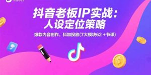 抖音老板IP实战:人设定位策略,爆款内容创作,抖加投放(7大模块62+节课-七量思维