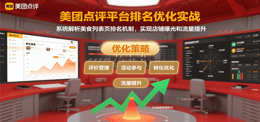 美团点评平台排名优化实战，系统解析美食列表页排名机制，实现店铺曝光和流量提升-七量思维