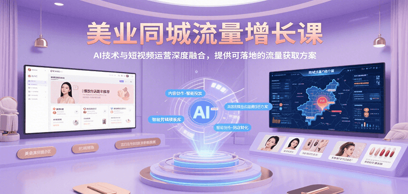 美业同城流量增长课，AI技术与短视频运营深度融合，提供可落地的流量获取方案-七量思维