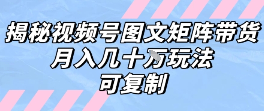 解密视频号图文矩阵带货，月入几个W的打法，可复制-七量思维