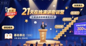 21天在线演讲密训营，王牌演讲招商课程系统-七量思维