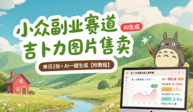 小众副业赛道 吉卜力图片售卖 单日2张+ AI一键生成【附教程】-七量思维