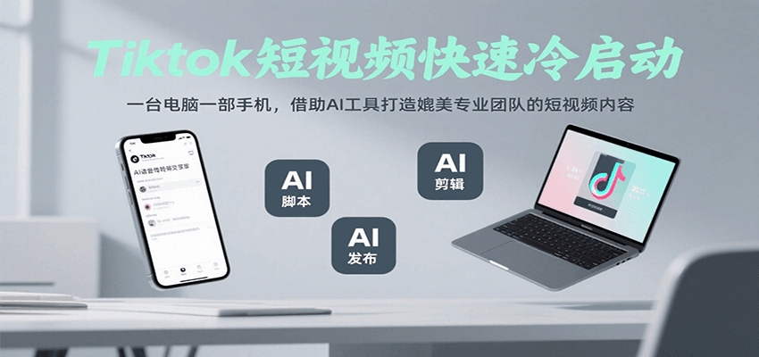 Tiktok短视频快速冷启动，一台电脑一部手机，借助AI工具打造媲美专业团队的短视频内容-七量思维