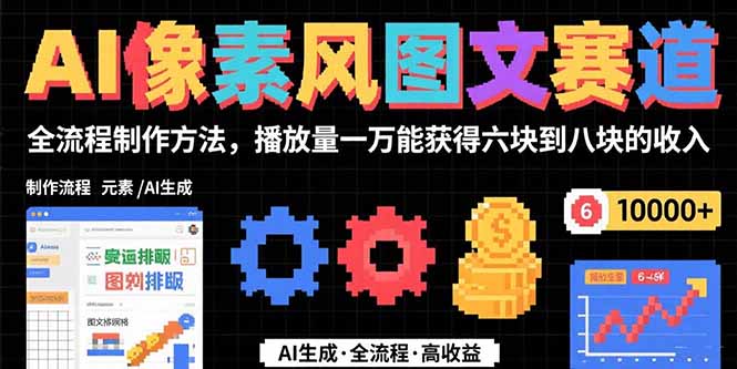 AI像素风图文赛道：全流程制作方法，播放量一万能获得6块到8块的收入-七量思维