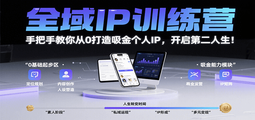 全域IP训练营，手把手教你从0打造吸金个人IP，开启第二人生！-七量思维
