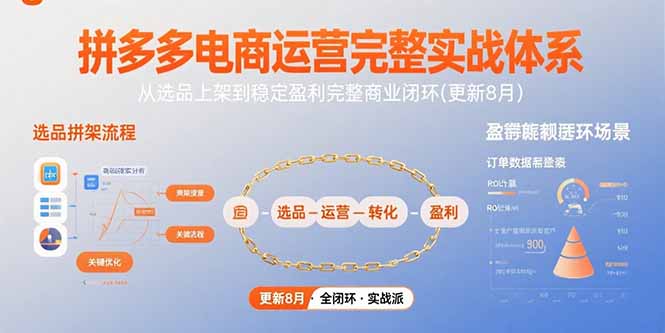 拼多多电商运营完整实战体系，从选品上架到稳定盈利完整商业闭环(更新8月-七量思维