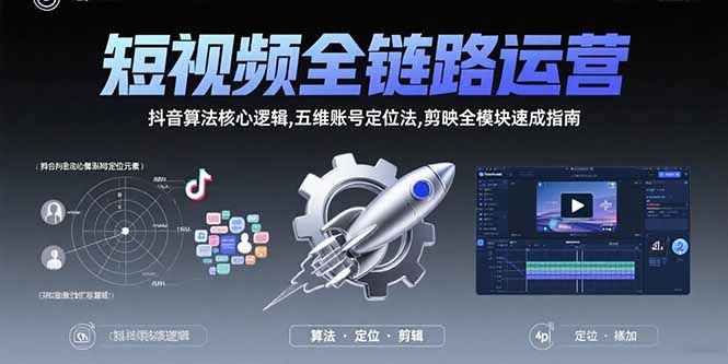 短视频全链路运营：抖音算法核心逻辑,五维账号定位法,剪映全模块速成指南-七量思维