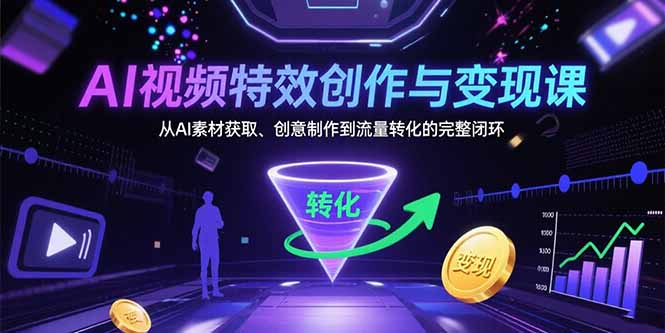 AI视频特效创作与变现课：从AI素材获取、创意制作到流量转化的完整闭环-七量思维