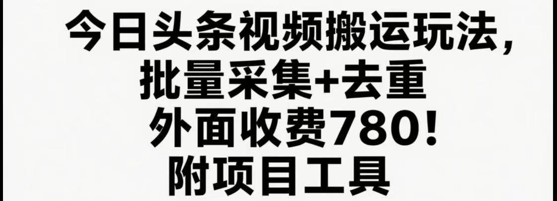 今日头条视频搬运玩法，软件一键去重，轻松日入500+附项目工具-七量思维