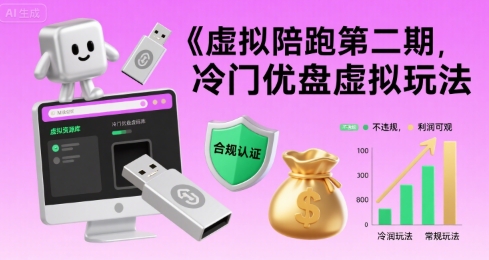 虚拟陪跑第二期，冷门优盘虚拟玩法，不违规，利润可观-七量思维