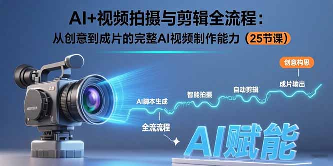 AI+视频拍摄与剪辑全流程：从创意到成片的完整AI视频制作能力(25节课-七量思维
