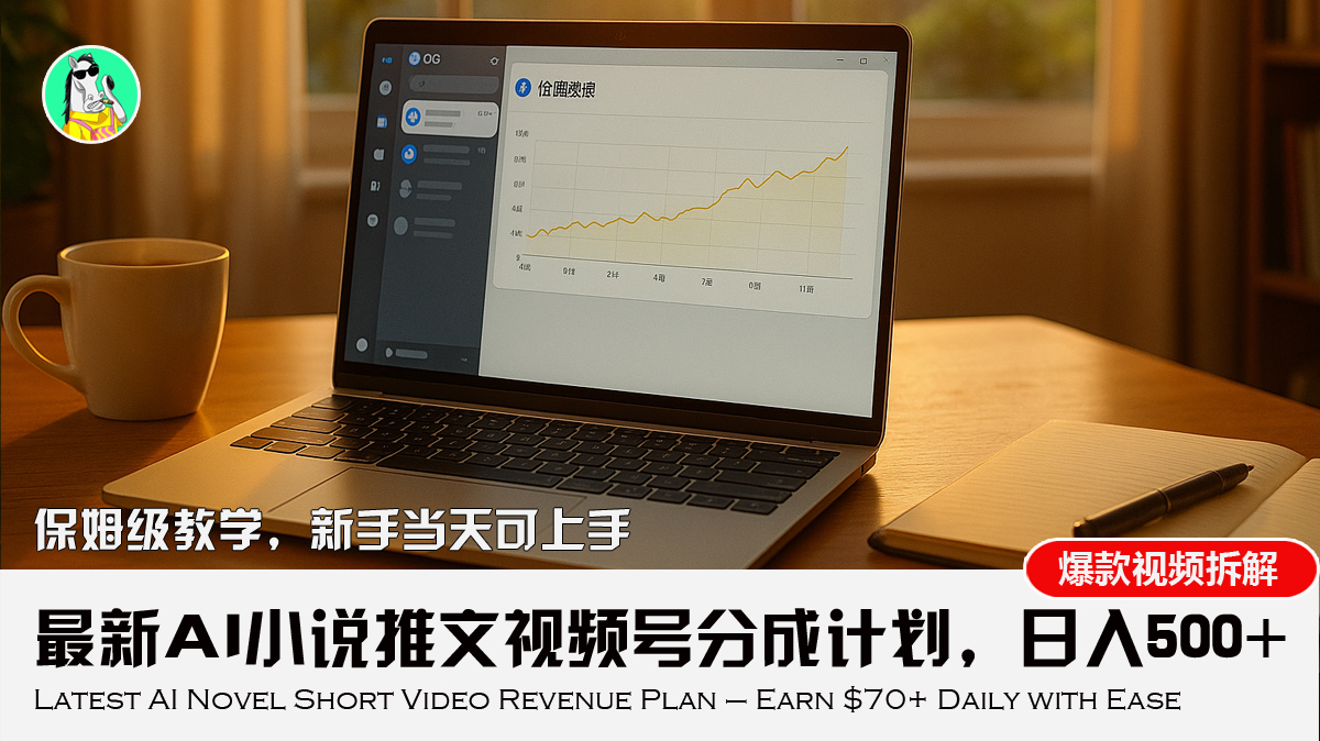 最新AI小说推文视频号分成计划，新手小白也能当天日入500+教程-七量思维