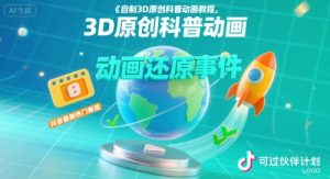 自制3D原创科普动画教程，动画还原事件，抖音最新热门赛道，可过伙伴计划-七量思维