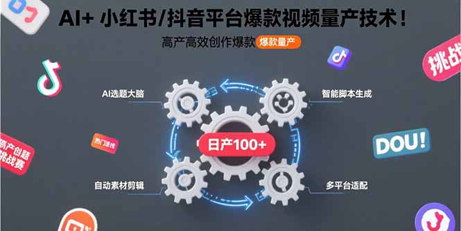 AI+小红书/抖音平台爆款视频量产技术：高产高效创作爆款视频！-七量思维