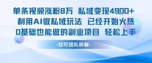 单条视频私域变现4.9k+利用AI做私域玩法 已经开始火热0基础也能做的副业项目轻松上手-七量思维