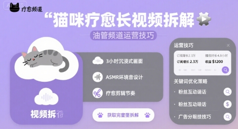猫咪疗愈长视频拆解 &油管频道运营技巧-七量思维